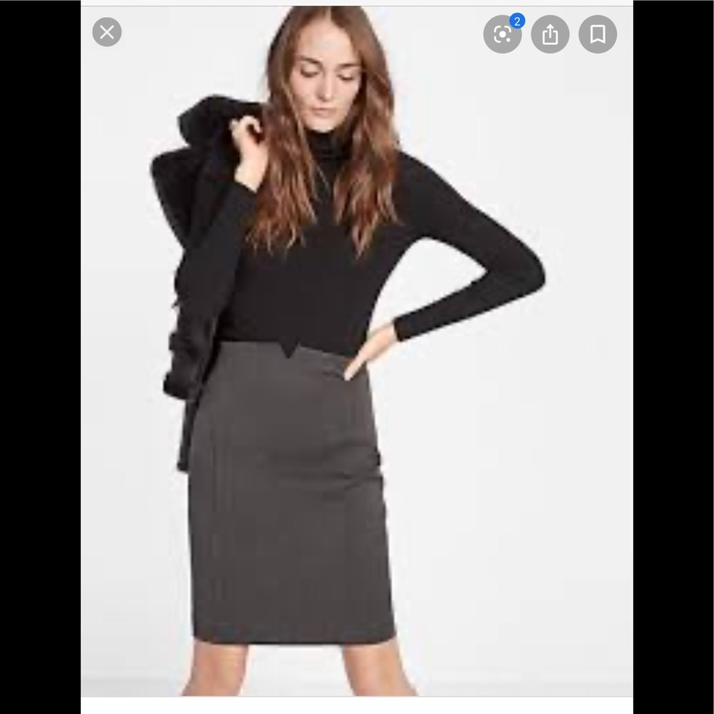 EXPRESS HIGH WAISTED NOTCH FRONT PENCIL SKIRT